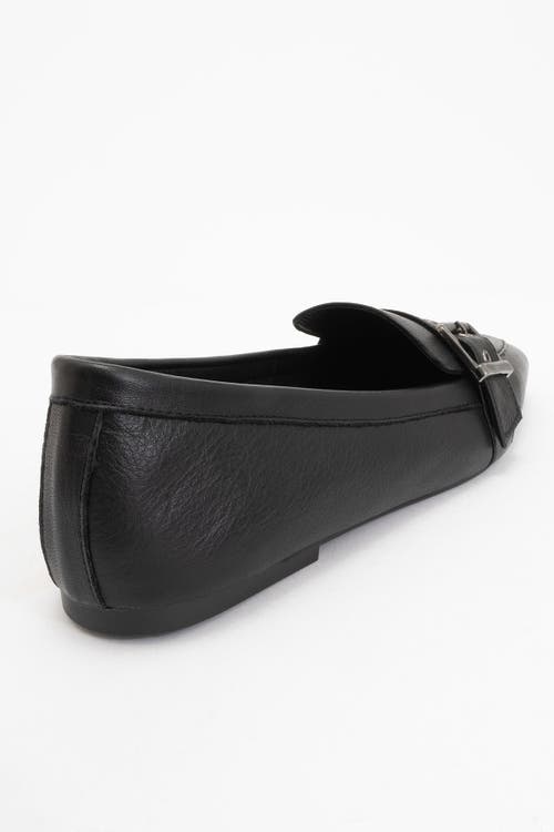 Forever & Always Shoes Noir Leather Flat Loafers In Black Leather