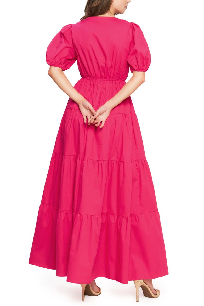Puff Sleeve Tiered Maxi Dress, Alternate, color, FUCHSIA