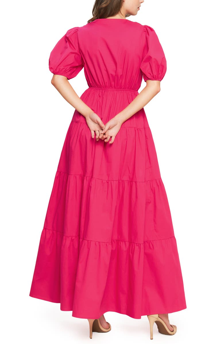 FLYING TOMATO Puff Sleeve Tiered Maxi Dress, Alternate, color, Fuchsia