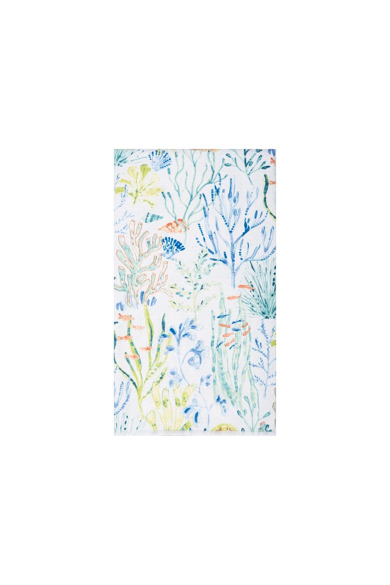 Coralie Sound Marine Watercolor 100% Cotton Printed Dishtowel, Main, color, Blue