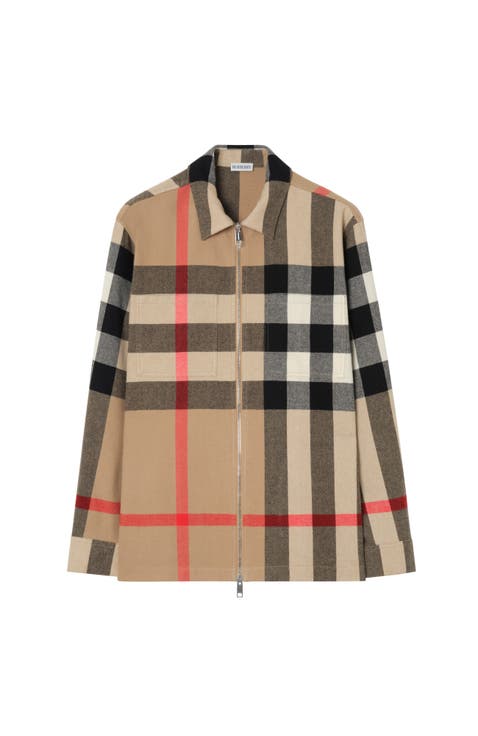 Check Wool Cotton Overshirt