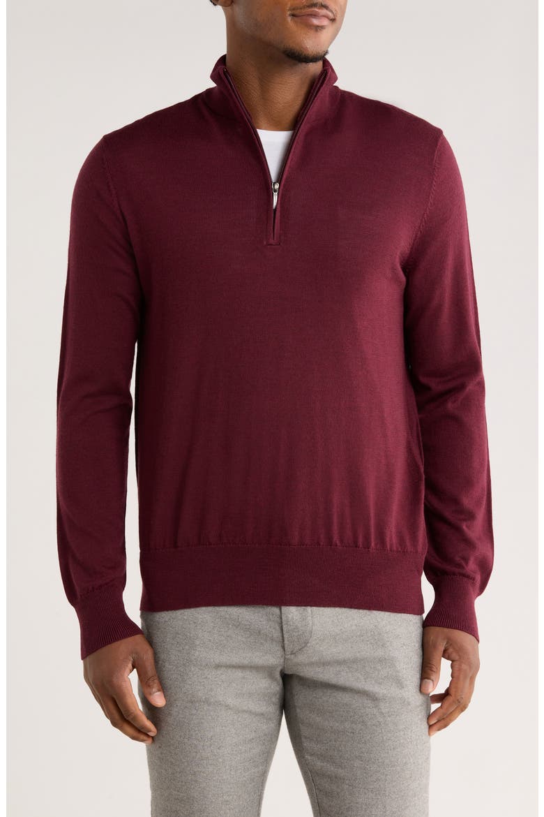 Swift Merino Wool Half Zip Pullover, Main, color, BURGUNDY