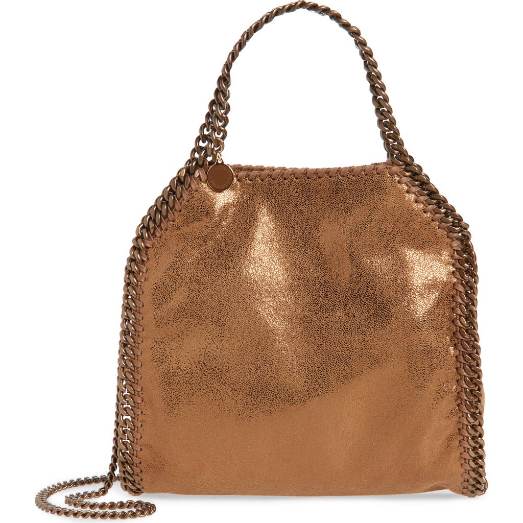 Stella Mccartney Mini Falabella Shiny Dot Faux Leather Crossbody Bag In Brown