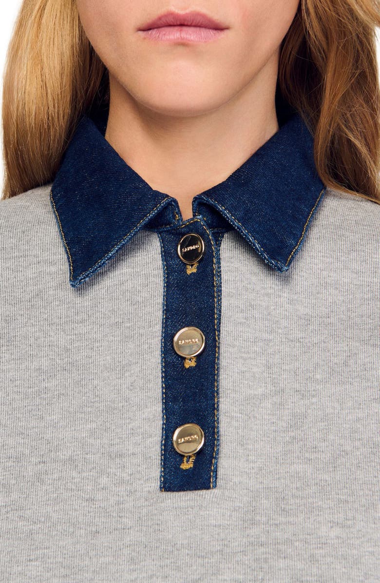 SANDRO Sweater with denim collar, Alternate, color,