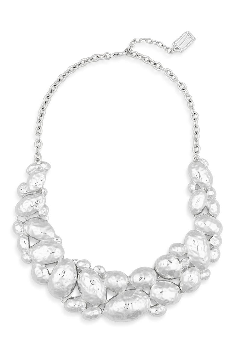 Hammered Cobblestone Statement Necklace, Main, color, SILVER