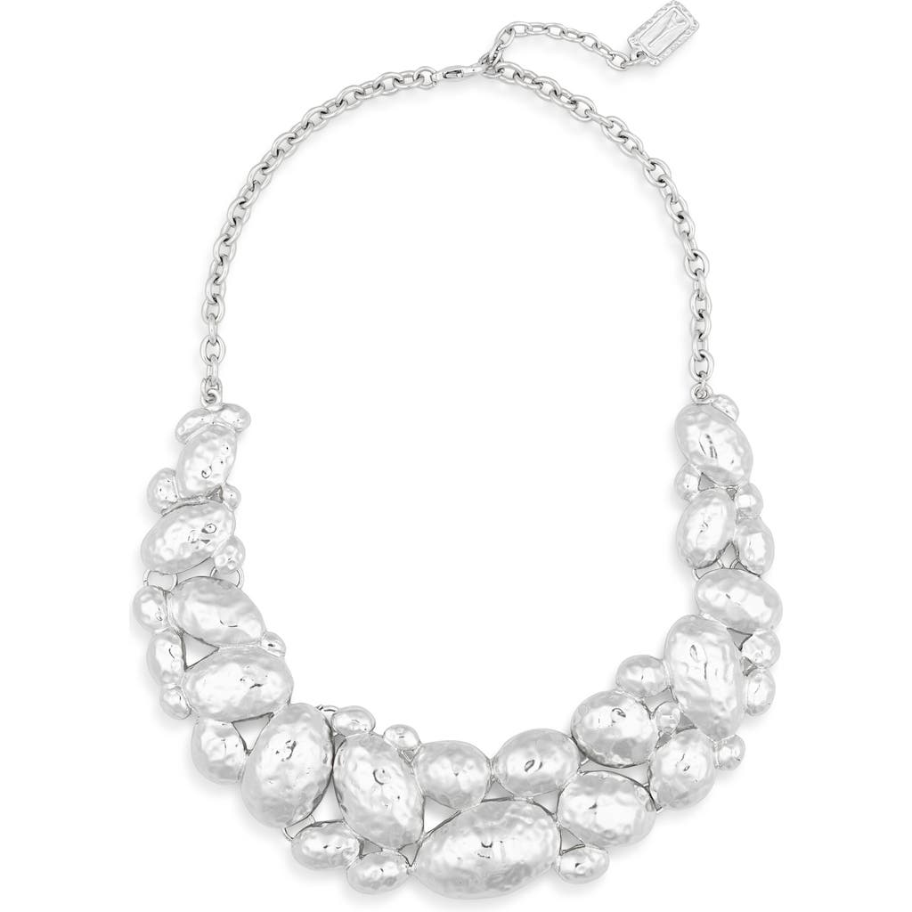 Karine Sultan Hammered Cobblestone Statement Necklace In Silver