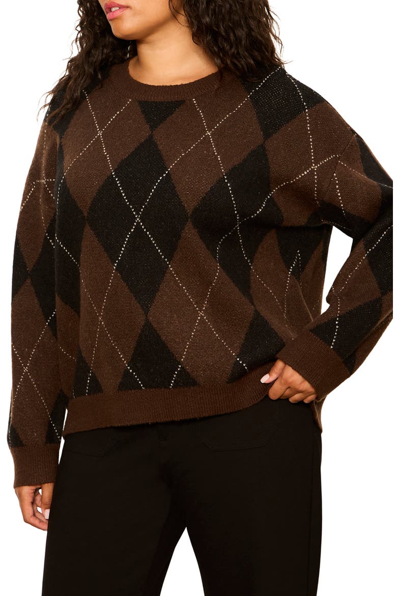 Argyle Crew Pullover, Alternate, color, ESPRESSO BROWN ARGYLE