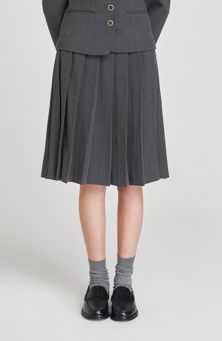 WAYF Darby Pleated Skirt, Main, color, Charcoal