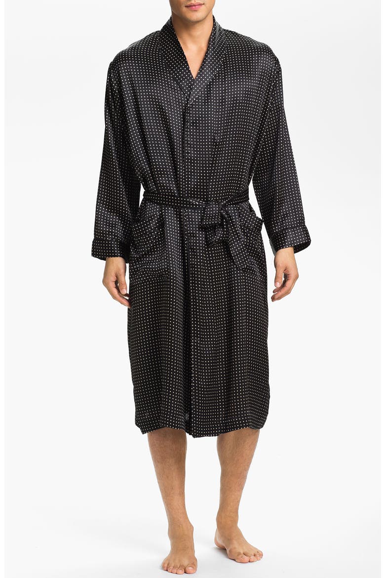 Dot Silk Robe, Main, color, BLACK