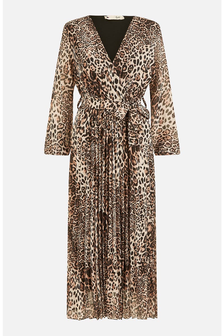 Leopard Print Long Sleeve Midi Dress, Alternate, color, Leopard