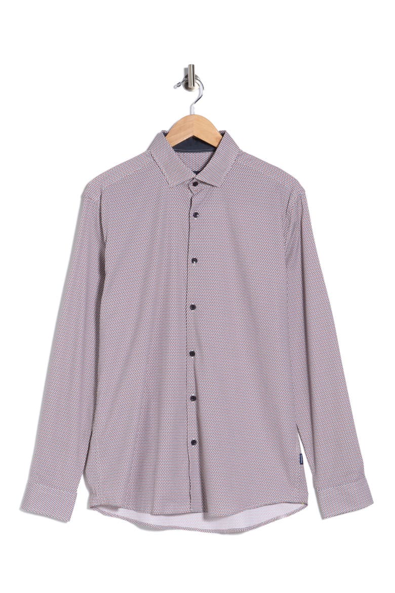 Printed Micro Weave Performance Shirt, Alternate, color, MED ORG
