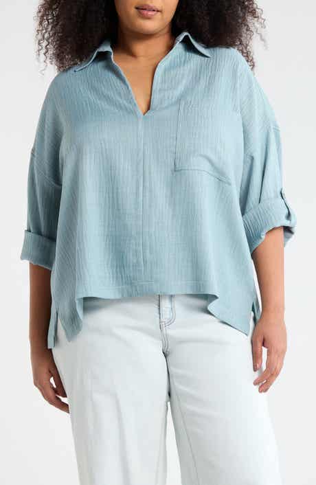 MAX STUDIO Roll Tab Sleeve Popover Top