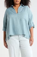 MAX STUDIO Roll Tab Sleeve Popover Top