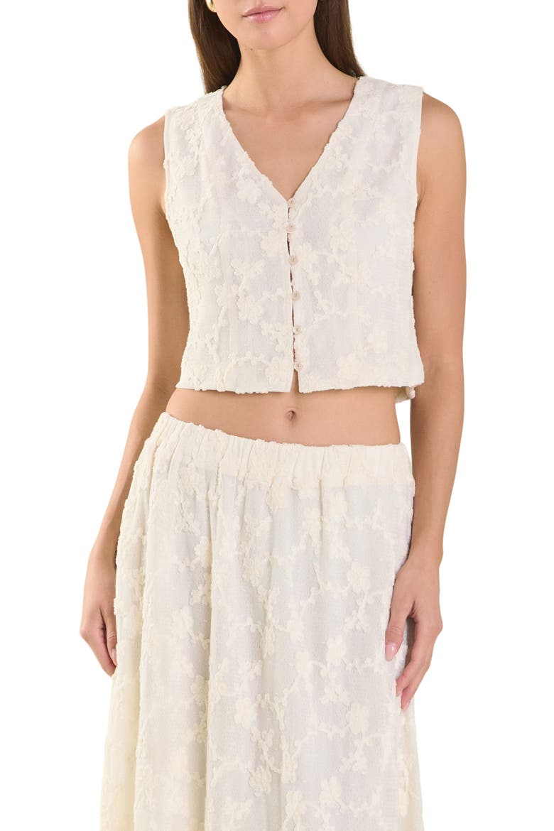 Floral Embroidered Crop Vest, Main, color, OFF WHITE