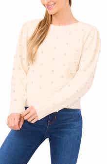 CeCe Imitation Pearl Embellished Sweater