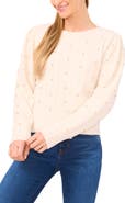 CeCe Imitation Pearl Embellished Sweater