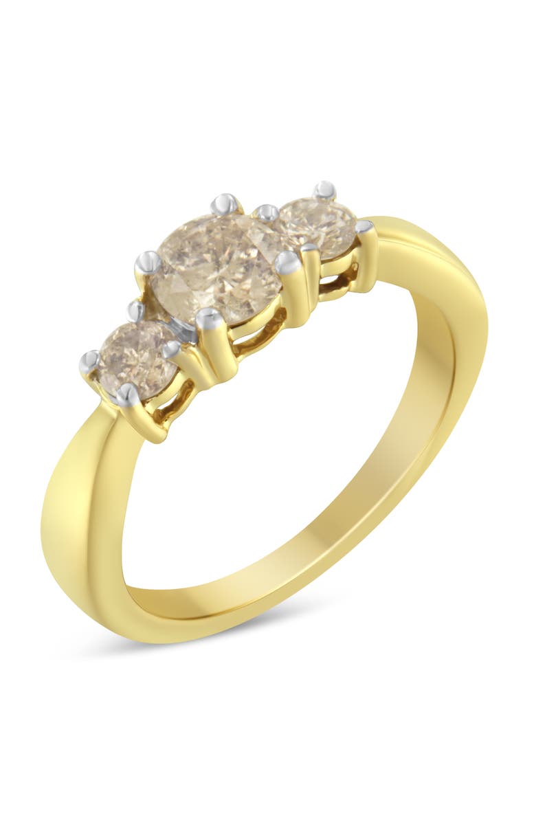 Haus of Brilliance 10K Yellow Gold Three Stone 1.0 Cttw Diamond Band Ring, Alternate, color, Yellow Gold