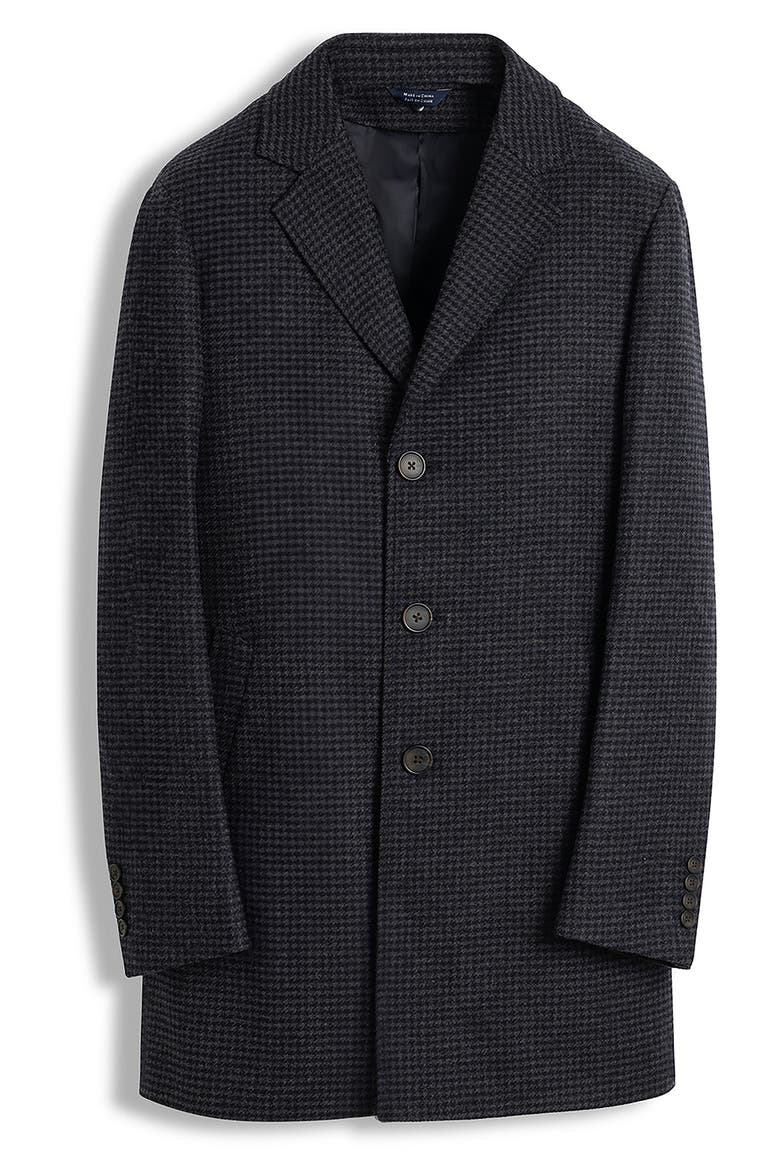 Houndstooth Top Coat with Removable Hood, Main, color, BLACK/ GREY HOUNDSTOOTH