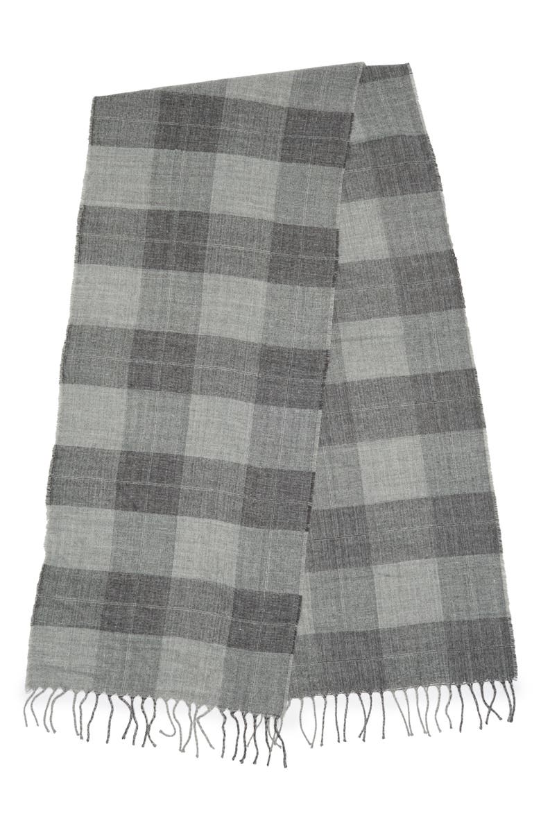 Calvin Klein Dotted Plaid Fringe Trim Scarf, Alternate, color, 