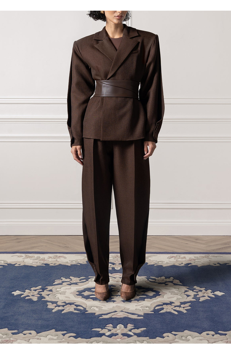 Manière De Voir Sophie Twist Leg Tailored Trousers, Alternate, color, Brown