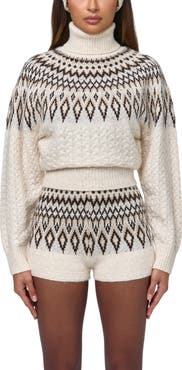 Naked Wardrobe Fair Isle Turtleneck Sweater