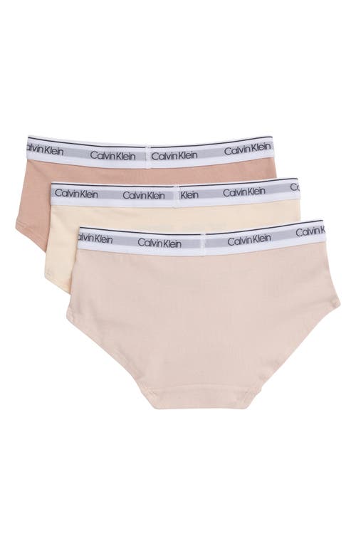 Shop Calvin Klein Kids' 3-pack Hipster Briefs In Sand/honey Almond/buff Beige
