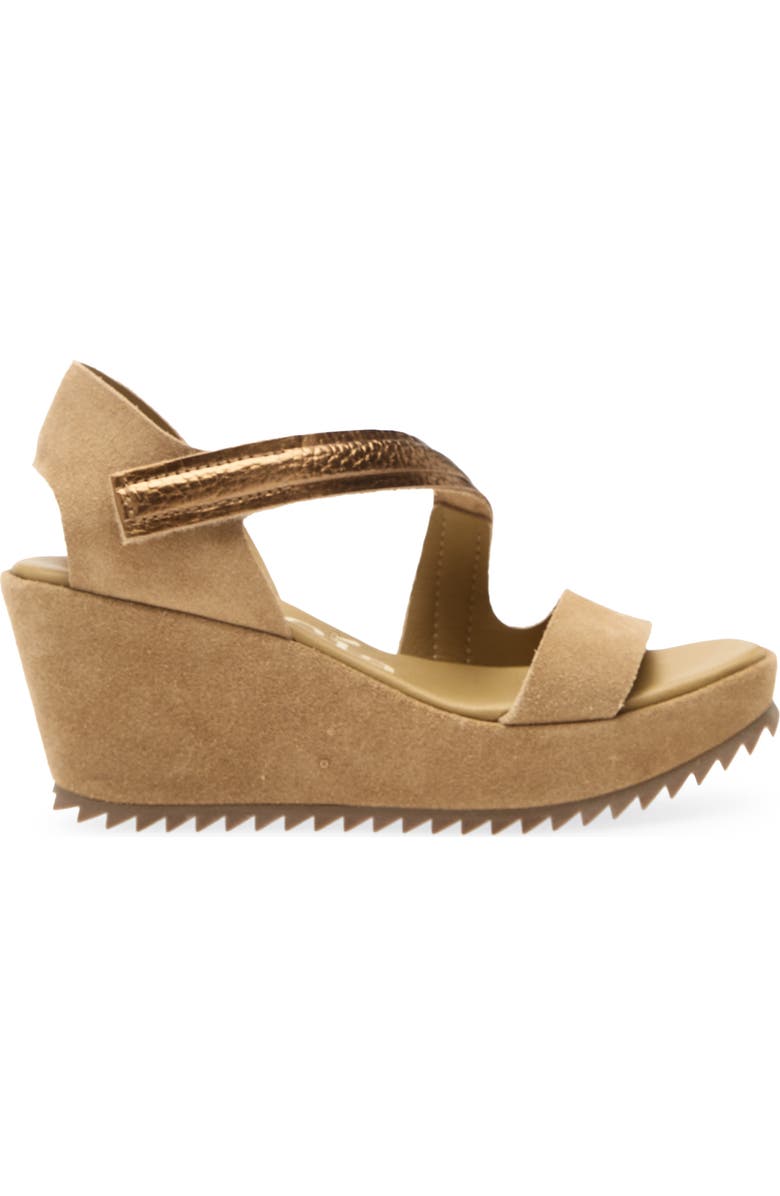 Pedro Garcia Fineta Wedge Sandal, Alternate, color, Camel Castoro-Brass Accent