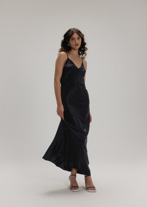 100 Silk Slip Maxi Dress