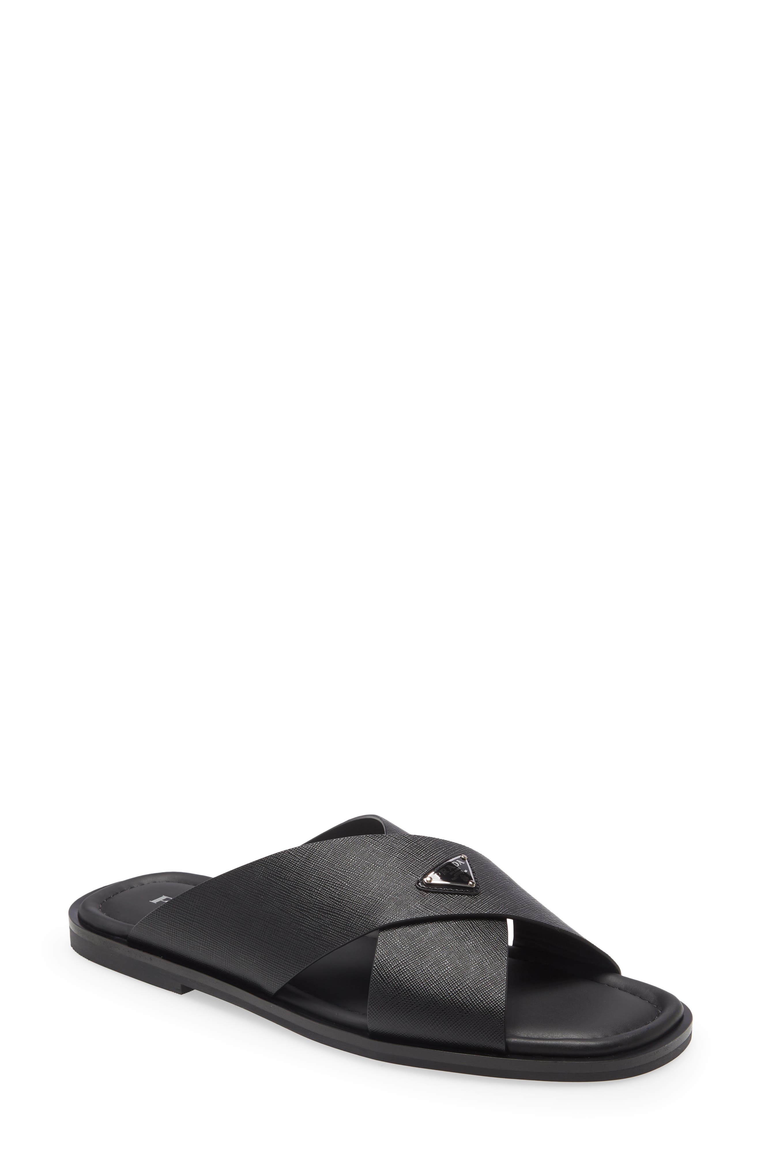 Prada Logo Slide Sandal, Main, color, 