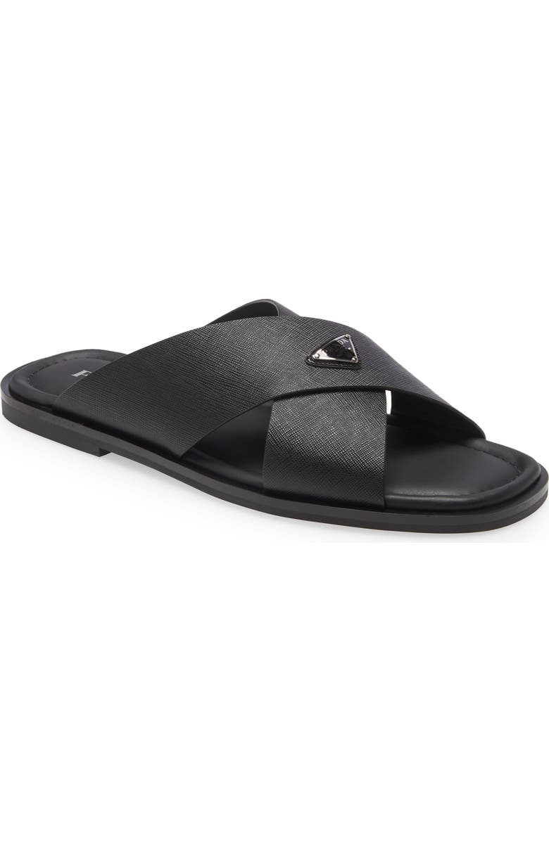 Prada Logo Slide Sandal, Main, color,