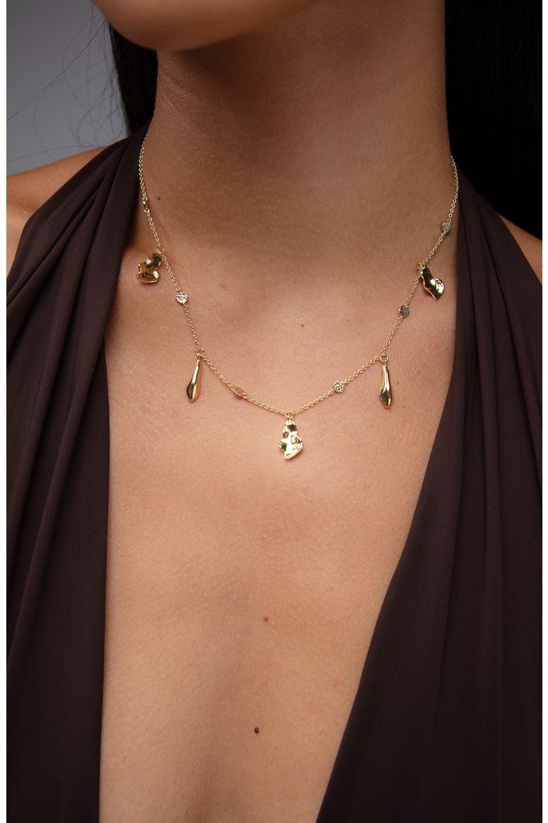Mino Charm Choker Necklace in Gold, Alternate, color, Gold