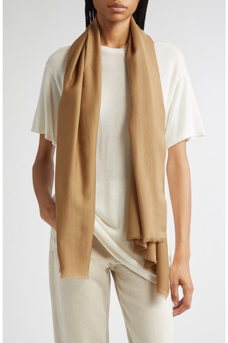 Mercerized Wool Fringe Scarf, Main, color, HAZEL
