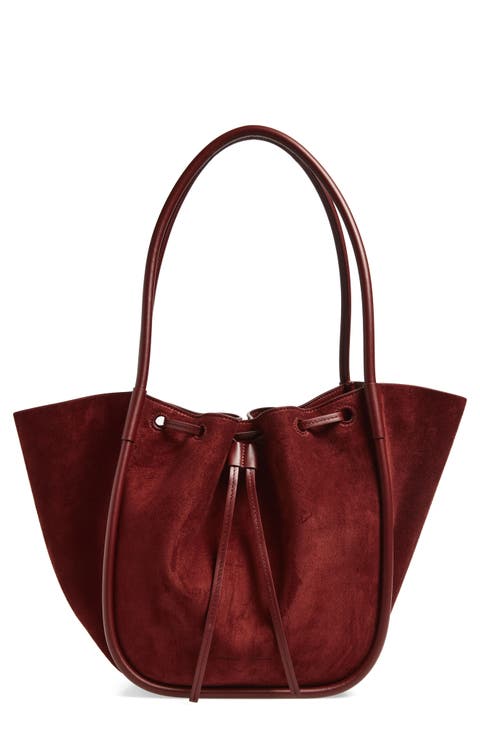 Large Ruched Suede Tote