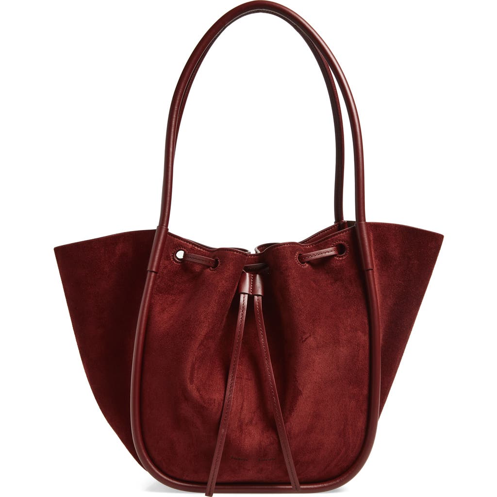 Proenza Schouler Large Ruched Suede Tote In Burgundy
