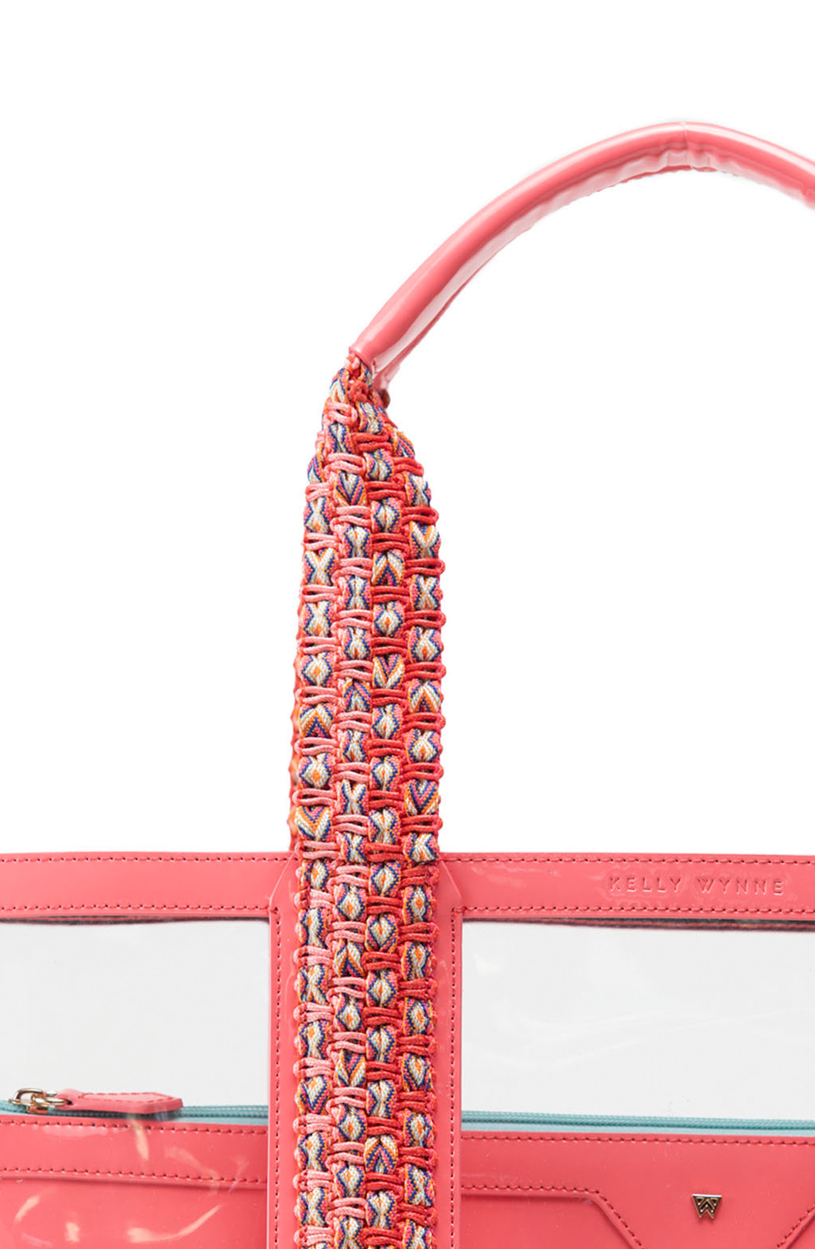 Clear Beach Tote, Alternate, color, CORAL/ CLEAR