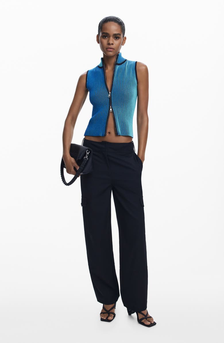 Desigual Wide Leg Cargo Pants, Alternate, color, Black