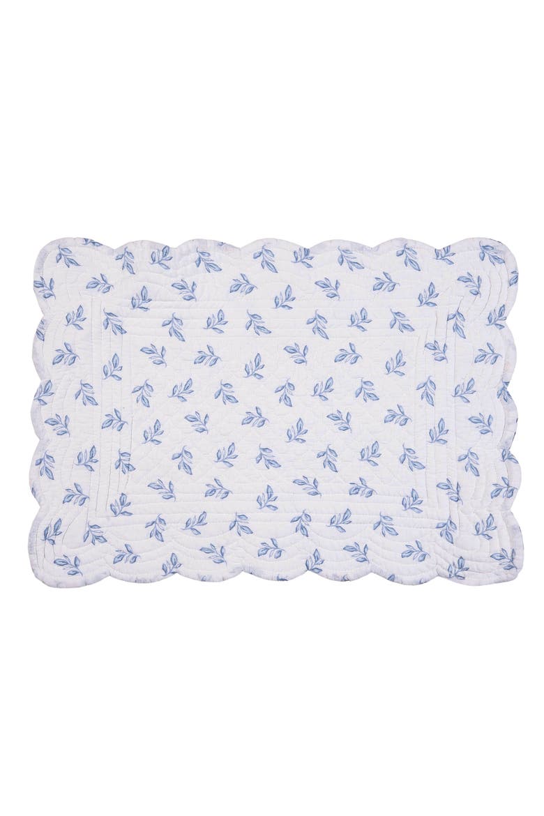 Laurelwood 100% Cotton Quilted Set of 6 Placemats 13" x 19", Alternate, color, Blue