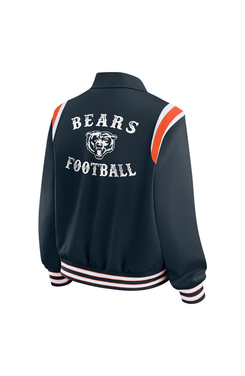 WEAR by Erin Andrews Women's WEAR by Erin Andrews Navy Chicago Bears Varsity Lightweight Full-Snap Jacket, Alternate, color, Navy