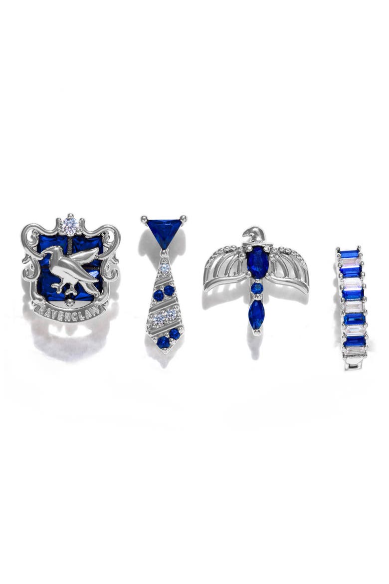 x Harry Potter Set of 4 Assorted Single Stud Earrings, Main, color, SILVER/ RAVENCLAW