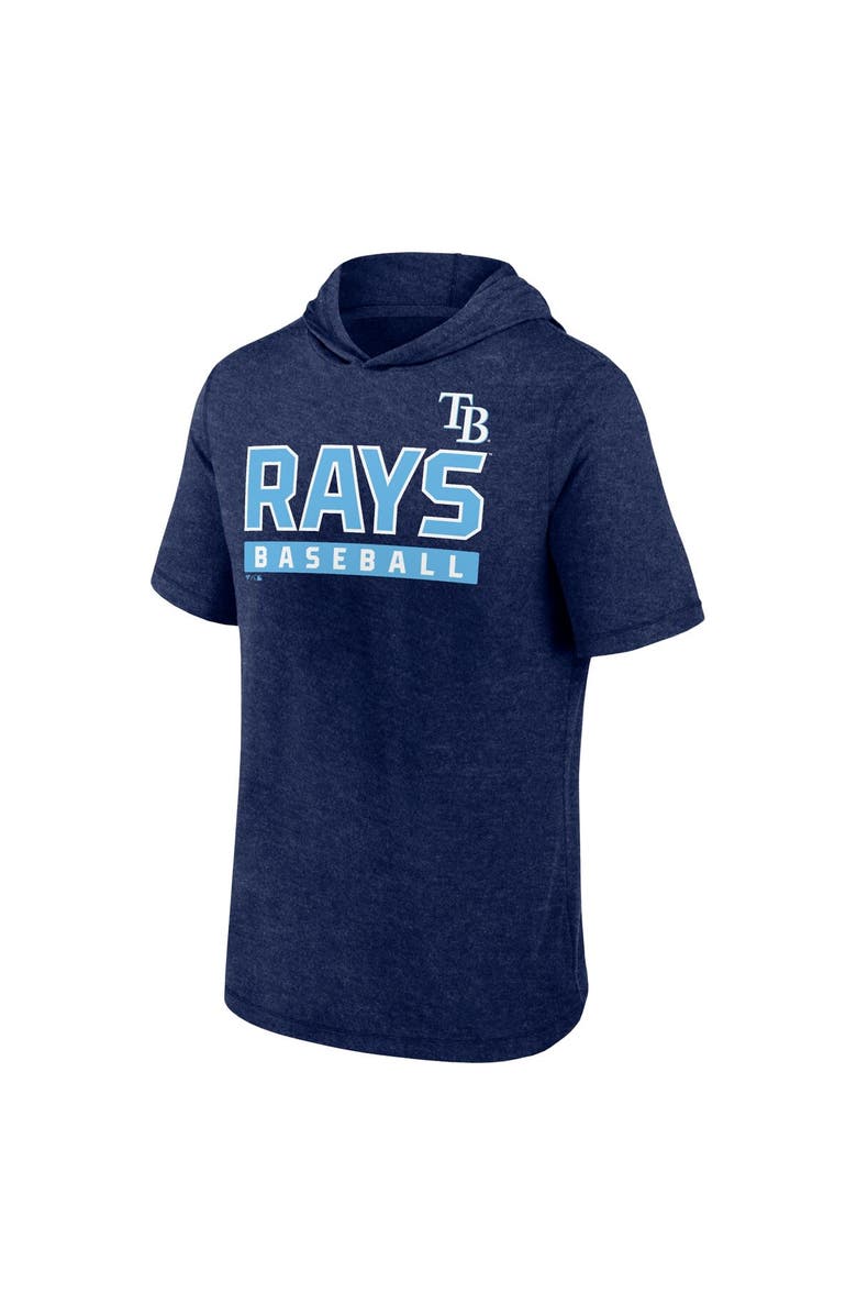 FANATICS Men's Fanatics Heather Navy Tampa Bay Rays Push Short Sleeve Pullover Hoodie, Alternate, color, 
