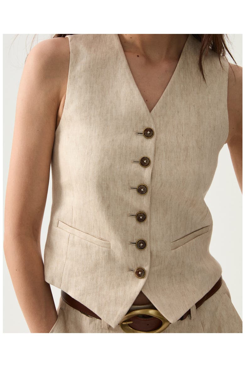 Demi Linen Vest, Alternate, color, Cream