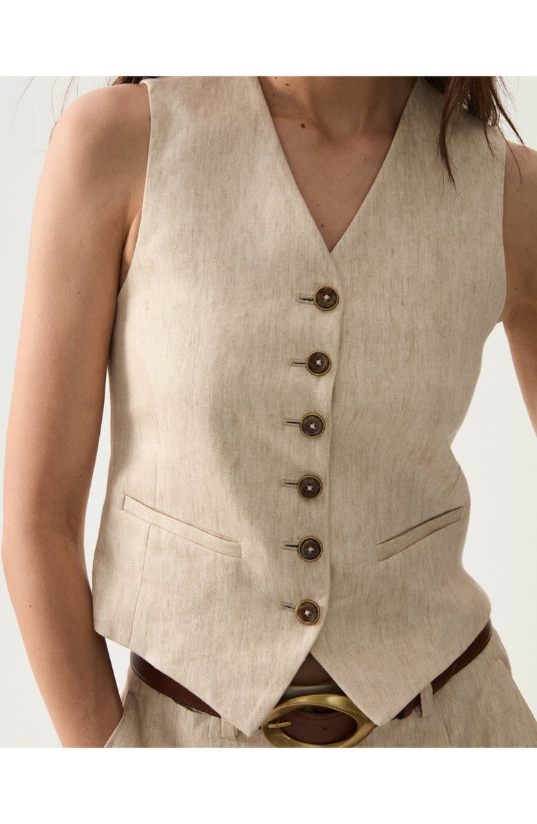 Fortela Demi Linen Vest, Alternate, color, Cream