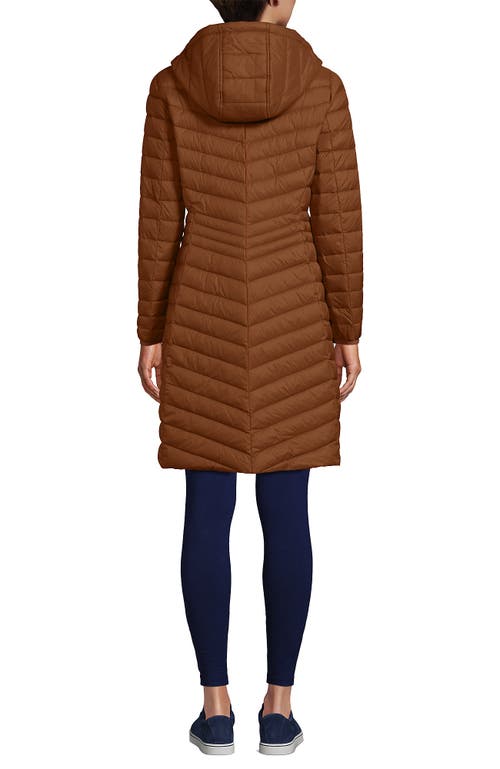 Lands' End Ultralight Packable Long Down Coat In Brown