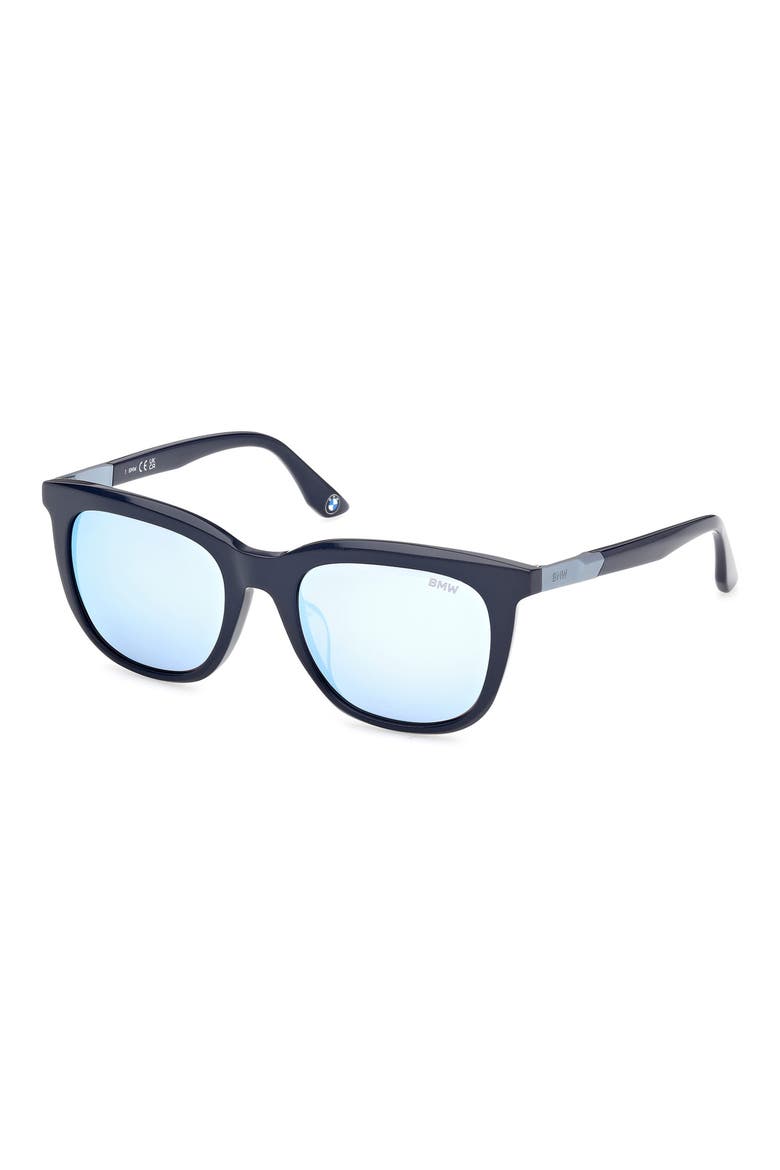53mm Sunglasses, Alternate, color, SHINY BLUE / BLUE MIRROR