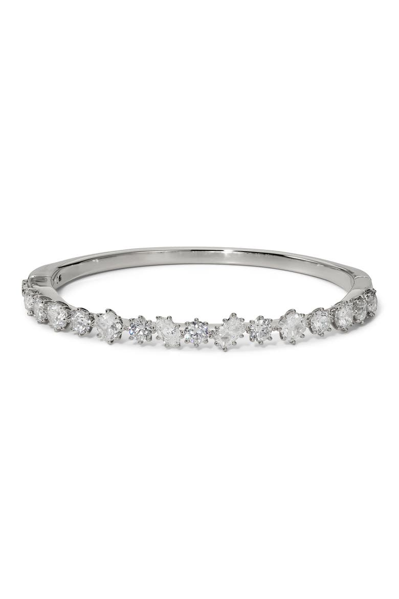 Celine Cubic Zirconia Bangle Bracelet, Main, color, RHODIUM