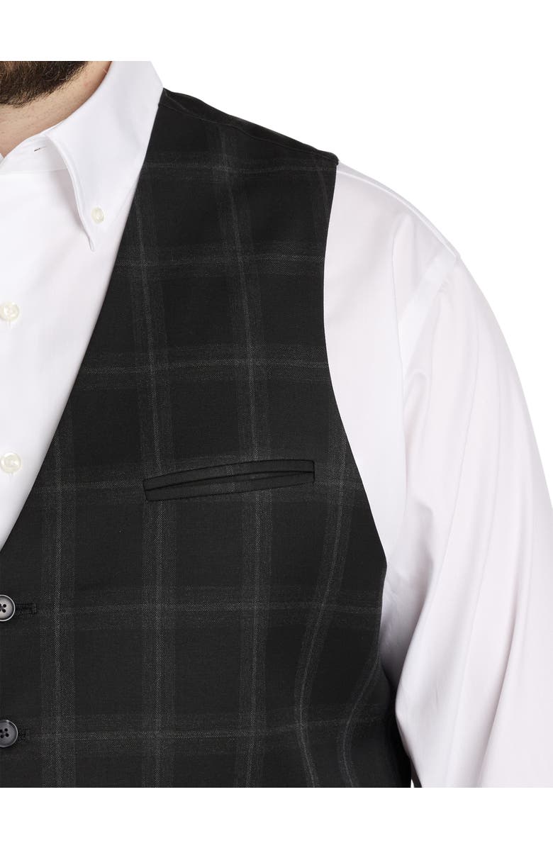 Oak Hill Premium by DXL Big & Tall Windowpane Vest, Alternate, color, Black