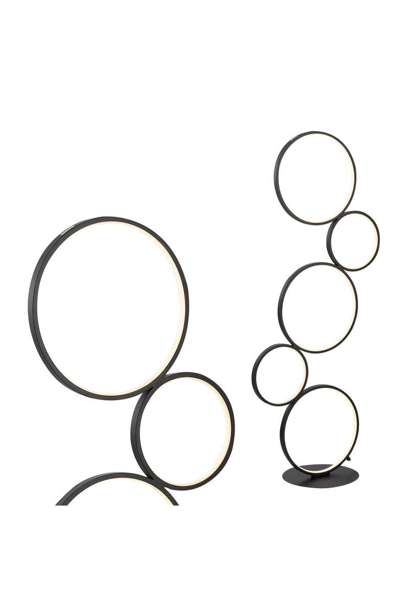 JONATHAN Y Pluto Stacked Circles 45" 5-Light Contemporary Modern Iron/Aluminum Integrated LED Floor Lamp, Black, Main, color, Black