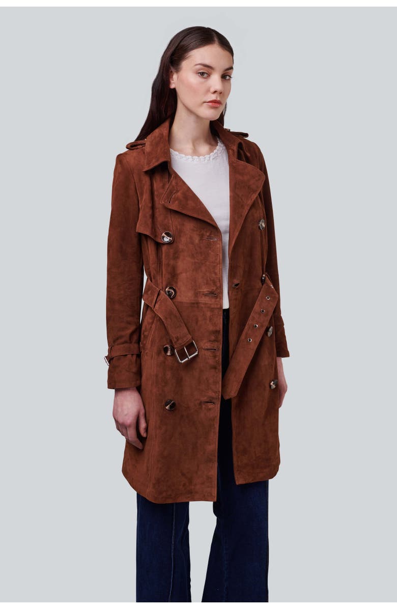 FURNIQ UK Soho Suede Trench Coat, Alternate, color, 