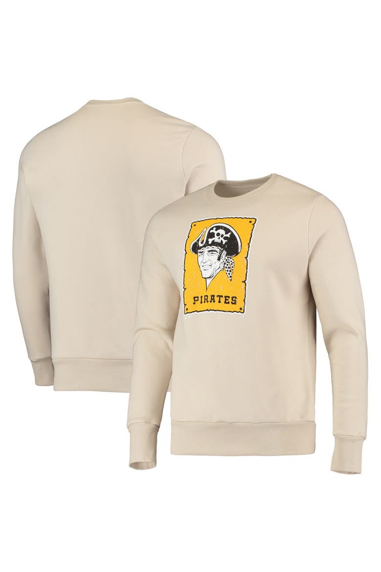 Men's Majestic Threads Oatmeal Pittsburgh Pirates Fleece Pullover Sweatshirt, Main, color, Oatmeal