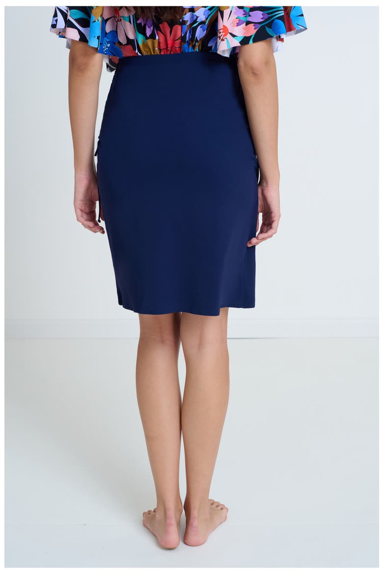 Modest Surplice Skirt with Side Shirring, Alternate, color, Navy